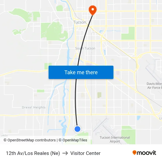 12th Av/Los Reales (Ne) to Visitor Center map