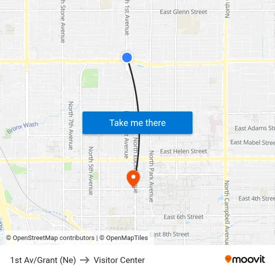 1st Av/Grant (Ne) to Visitor Center map
