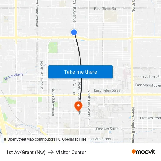 1st Av/Grant (Nw) to Visitor Center map