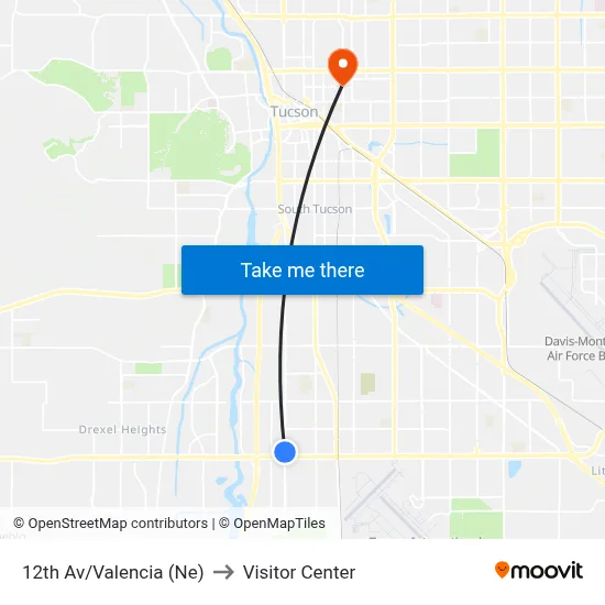 12th Av/Valencia (Ne) to Visitor Center map