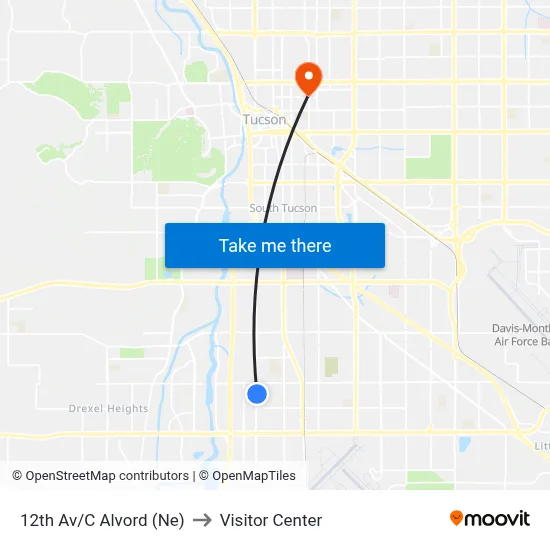 12th Av/C Alvord (Ne) to Visitor Center map