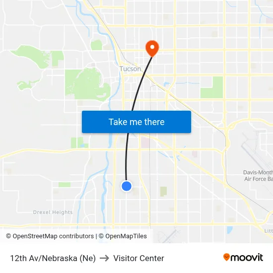 12th Av/Nebraska (Ne) to Visitor Center map