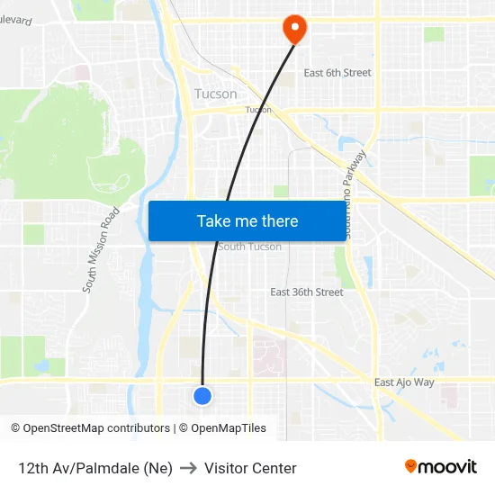 12th Av/Palmdale (Ne) to Visitor Center map