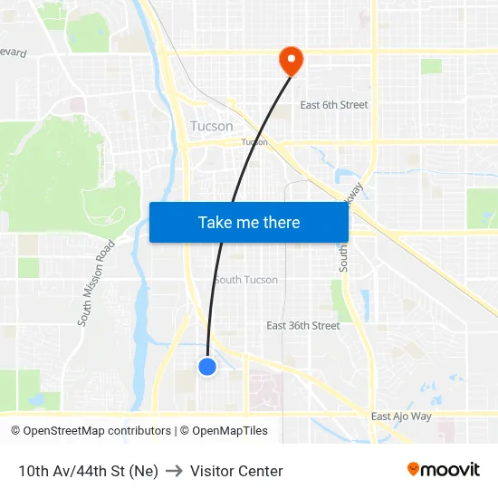 10th Av/44th St (Ne) to Visitor Center map