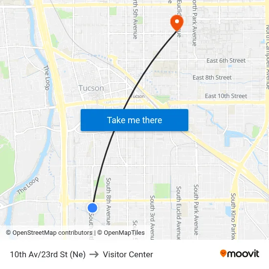 10th Av/23rd St (Ne) to Visitor Center map