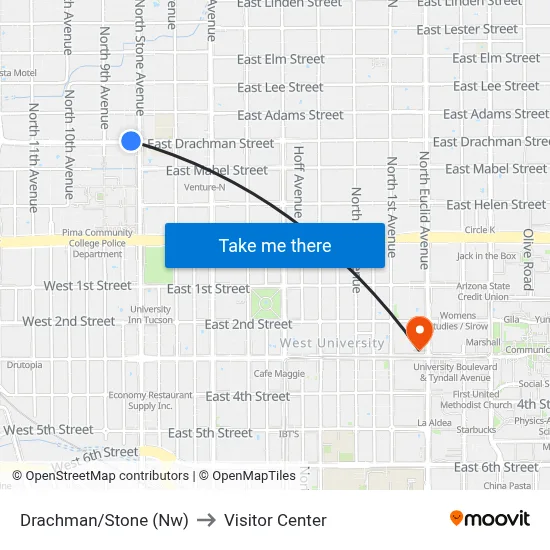 Drachman/Stone (Nw) to Visitor Center map
