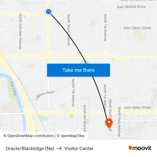 Oracle/Blacklidge (Ne) to Visitor Center map