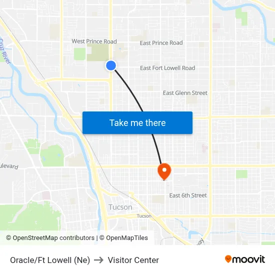 Oracle/Ft Lowell (Ne) to Visitor Center map
