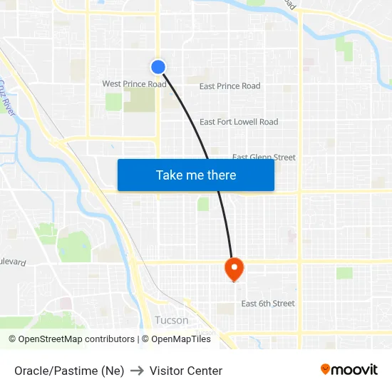 Oracle/Pastime (Ne) to Visitor Center map