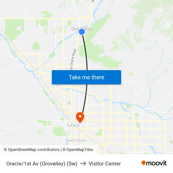 Oracle/1st Av (Orovalley) (Sw) to Visitor Center map