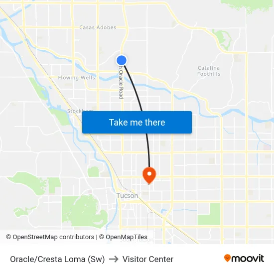 Oracle/Cresta Loma (Sw) to Visitor Center map