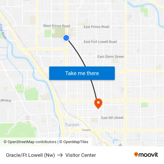 Oracle/Ft Lowell (Nw) to Visitor Center map