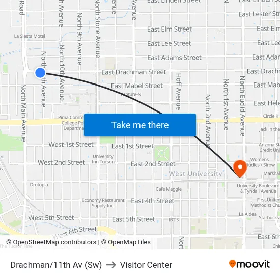 Drachman/11th Av (Sw) to Visitor Center map