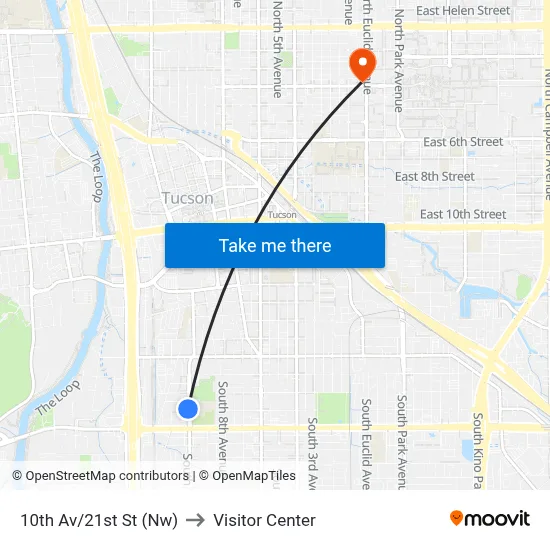 10th Av/21st St (Nw) to Visitor Center map