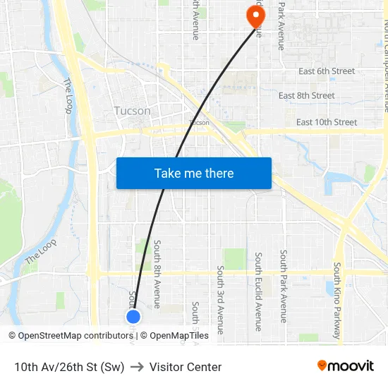 10th Av/26th St (Sw) to Visitor Center map