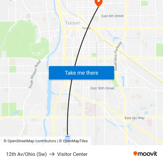 12th Av/Ohio (Sw) to Visitor Center map