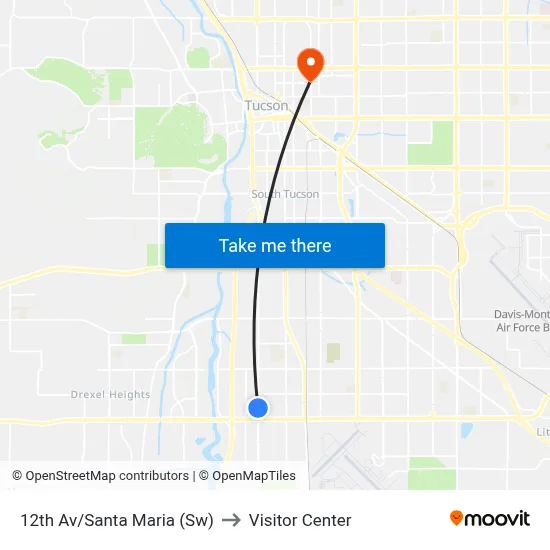 12th Av/Santa Maria (Sw) to Visitor Center map