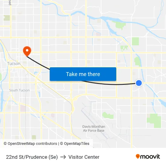 22nd St/Prudence (Se) to Visitor Center map