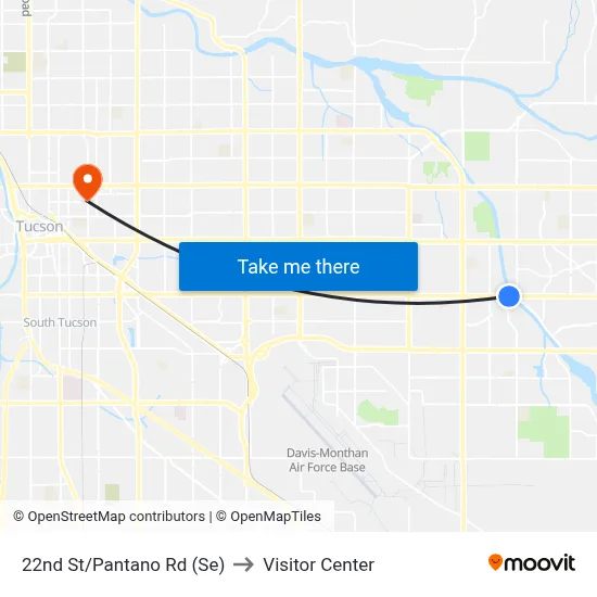 22nd St/Pantano Rd (Se) to Visitor Center map