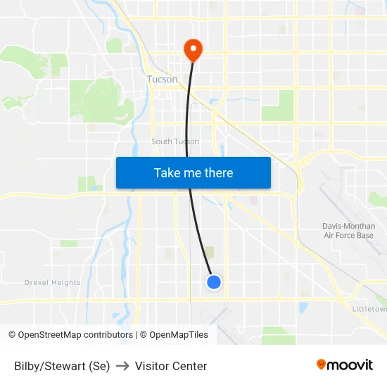 Bilby/Stewart (Se) to Visitor Center map