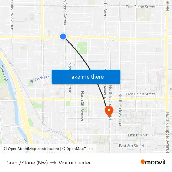 Grant/Stone (Nw) to Visitor Center map