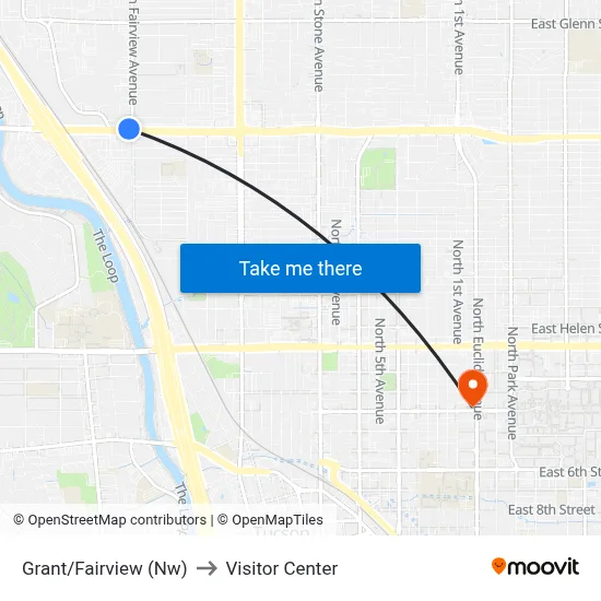 Grant/Fairview (Nw) to Visitor Center map