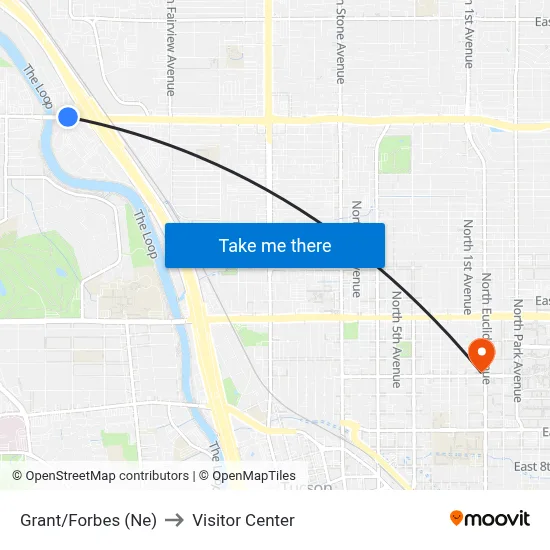 Grant/Forbes (Ne) to Visitor Center map