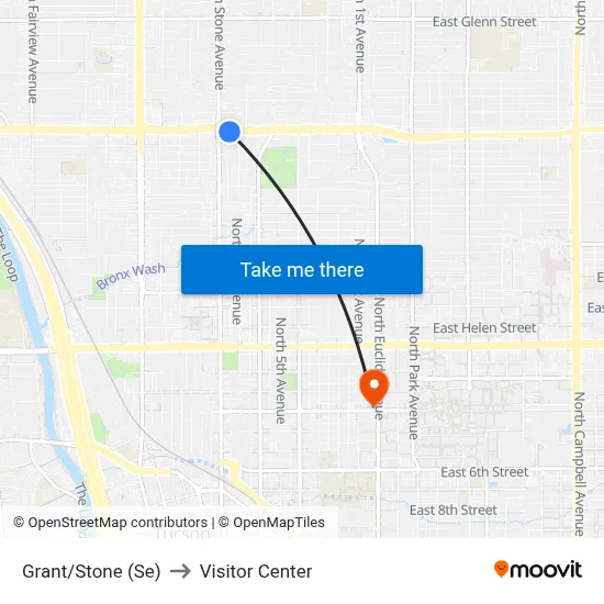 Grant/Stone (Se) to Visitor Center map