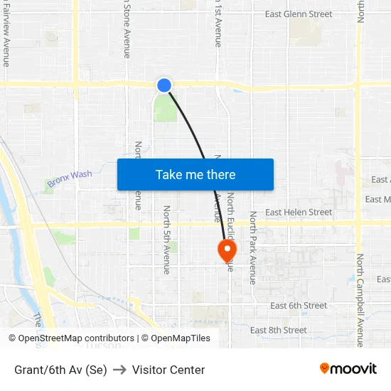 Grant/6th Av (Se) to Visitor Center map