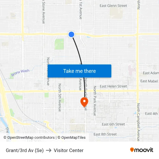 Grant/3rd Av (Se) to Visitor Center map