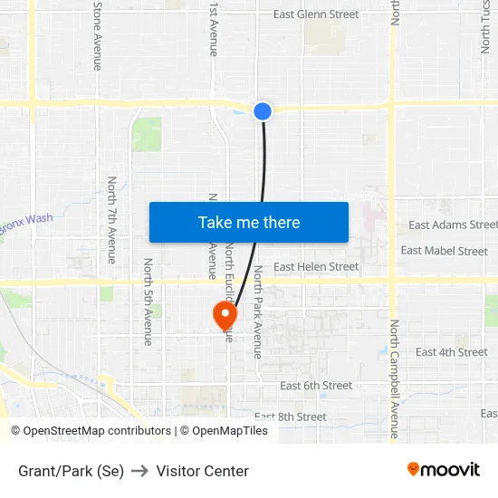 Grant/Park (Se) to Visitor Center map