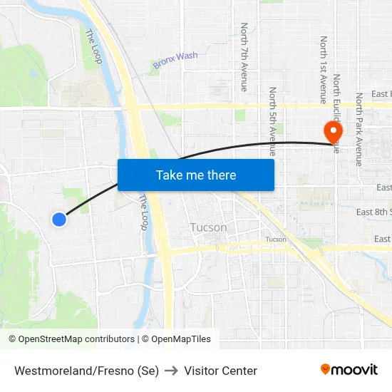 Westmoreland/Fresno (Se) to Visitor Center map