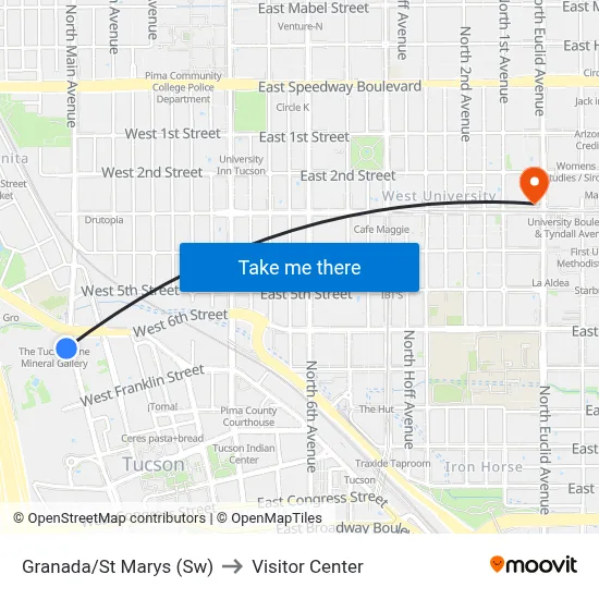 Granada/St Marys (Sw) to Visitor Center map