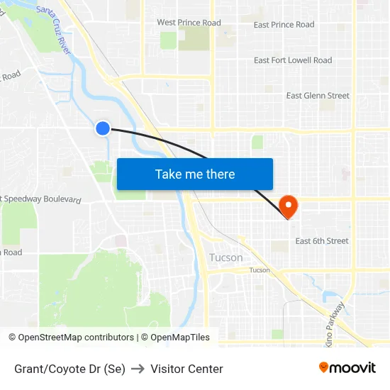 Grant/Coyote Dr (Se) to Visitor Center map