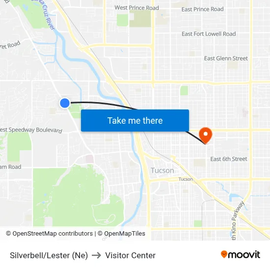 Silverbell/Lester (Ne) to Visitor Center map