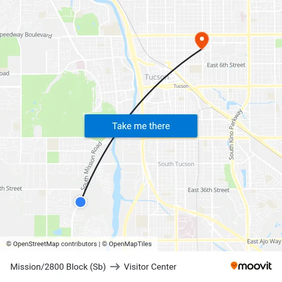 Mission/2800 Block (Sb) to Visitor Center map