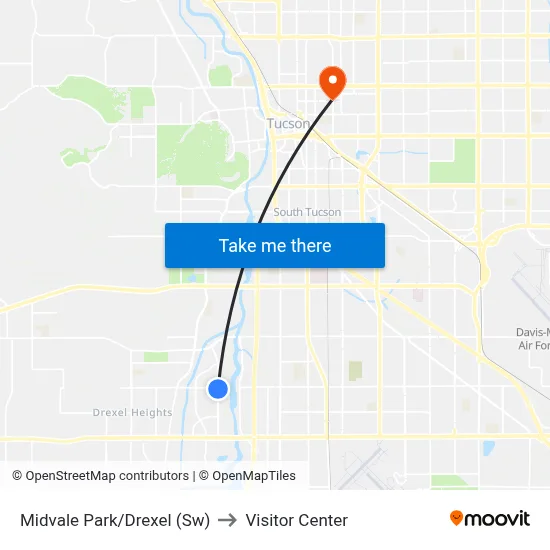 Midvale Park/Drexel (Sw) to Visitor Center map