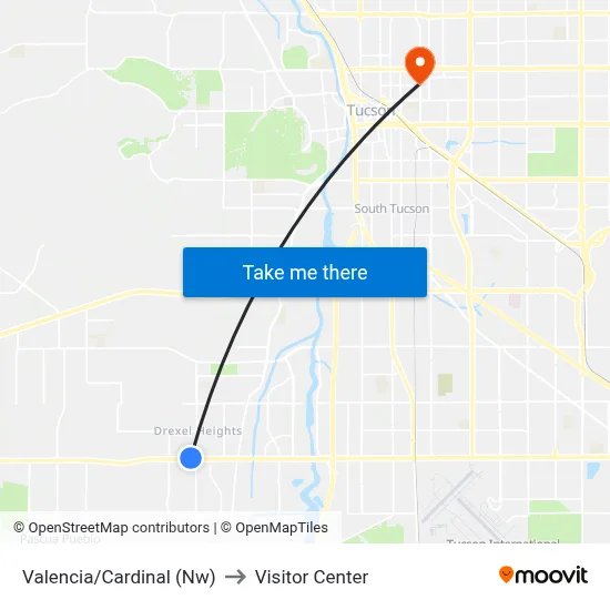 Valencia/Cardinal (Nw) to Visitor Center map