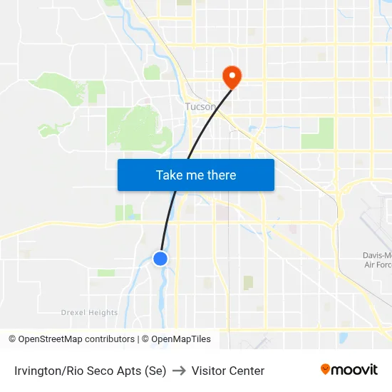 Irvington/Rio Seco Apts (Se) to Visitor Center map