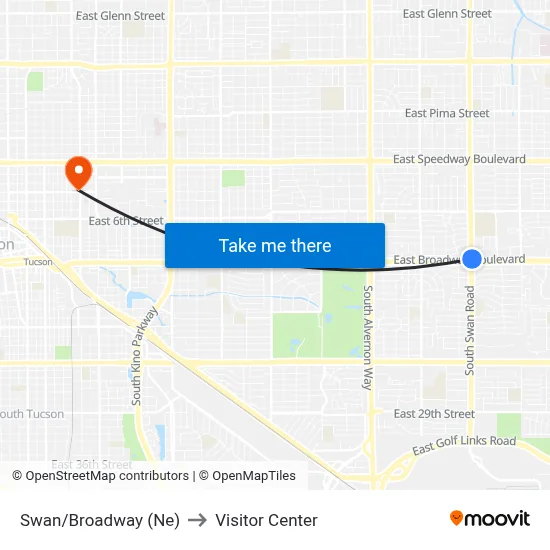 Swan/Broadway (Ne) to Visitor Center map