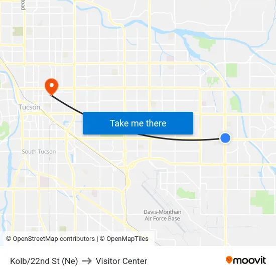 Kolb/22nd St (Ne) to Visitor Center map