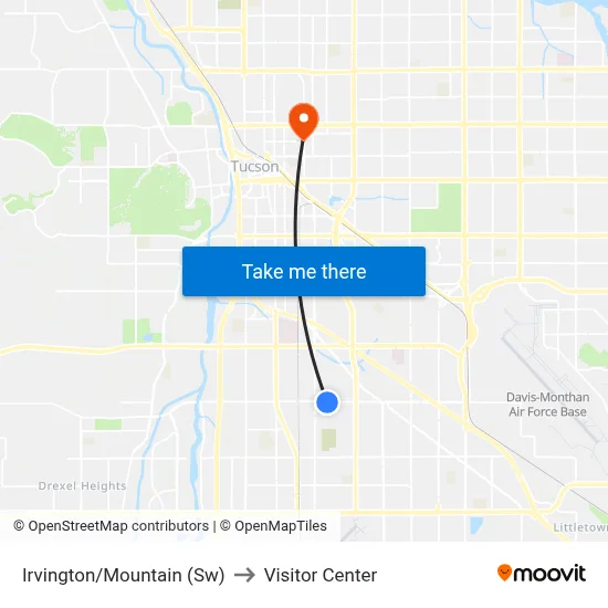 Irvington/Mountain (Sw) to Visitor Center map