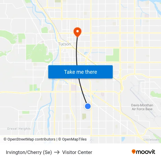 Irvington/Cherry (Se) to Visitor Center map