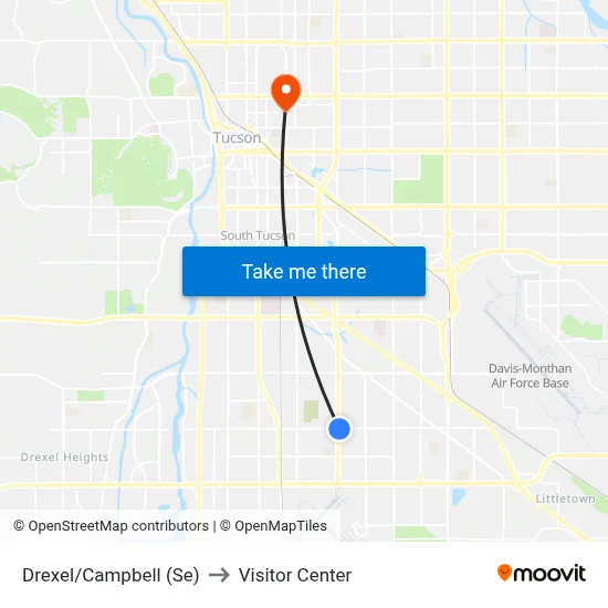 Drexel/Campbell (Se) to Visitor Center map