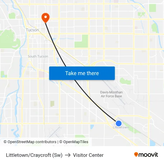 Littletown/Craycroft (Sw) to Visitor Center map