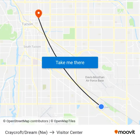 Craycroft/Dream (Nw) to Visitor Center map
