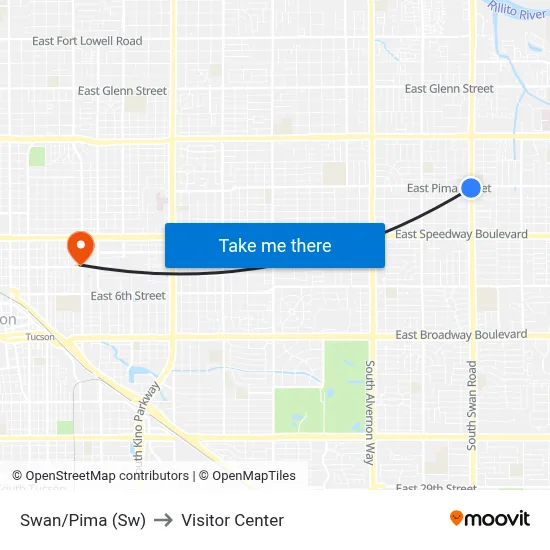Swan/Pima (Sw) to Visitor Center map