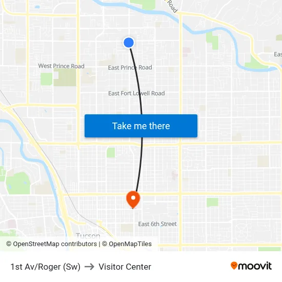1st Av/Roger (Sw) to Visitor Center map