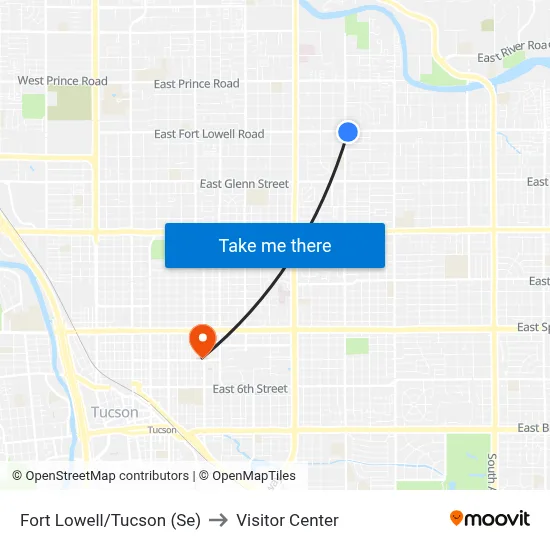 Fort Lowell/Tucson (Se) to Visitor Center map