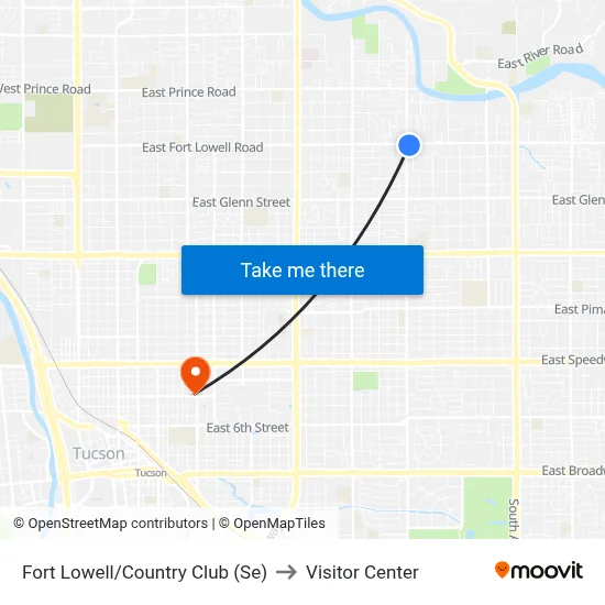 Fort Lowell/Country Club (Se) to Visitor Center map